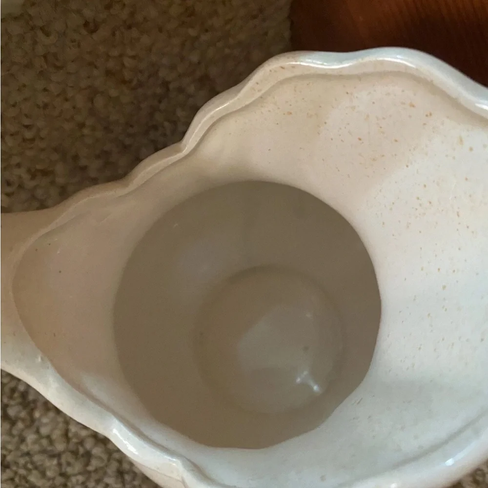 Vintage Enesco Cream Ceramic Pitcher with Blue Floral Design - Picture 8 of 11